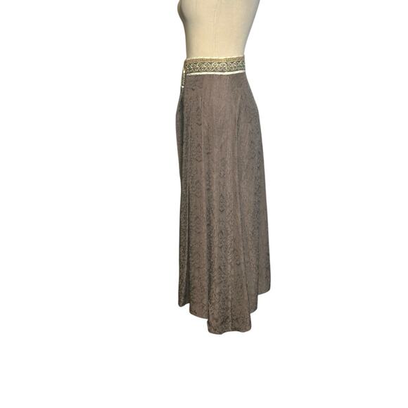 Armand Ventilo brown silk waist embroidered midi skirt size EU 42 US 12 - Picture 12 of 16